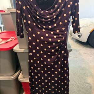 Polka Dot Cowl Neck  Dress - Purple with Cream Dots mp1